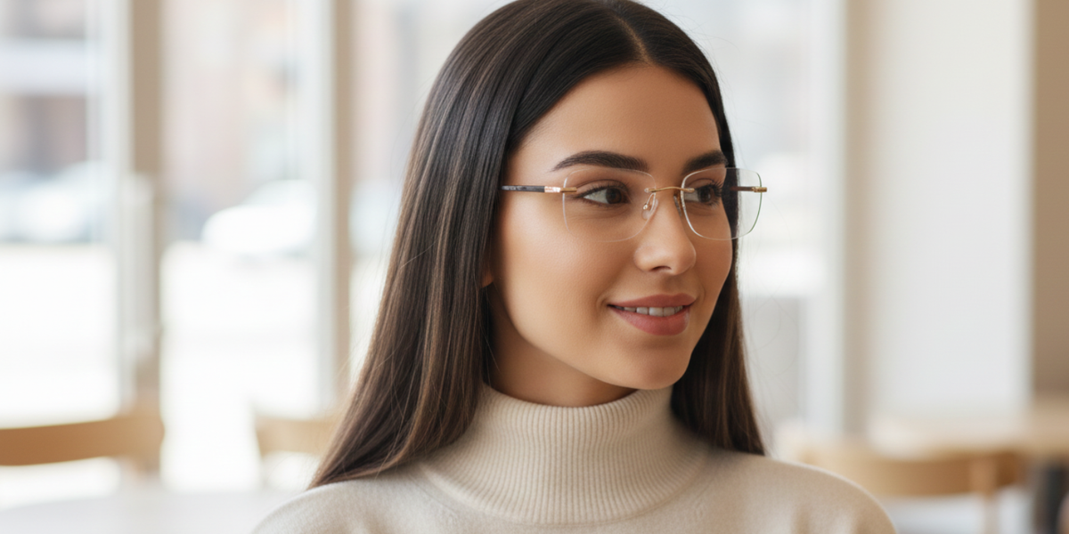 Rimless Rectangle Premium Eyeglasses