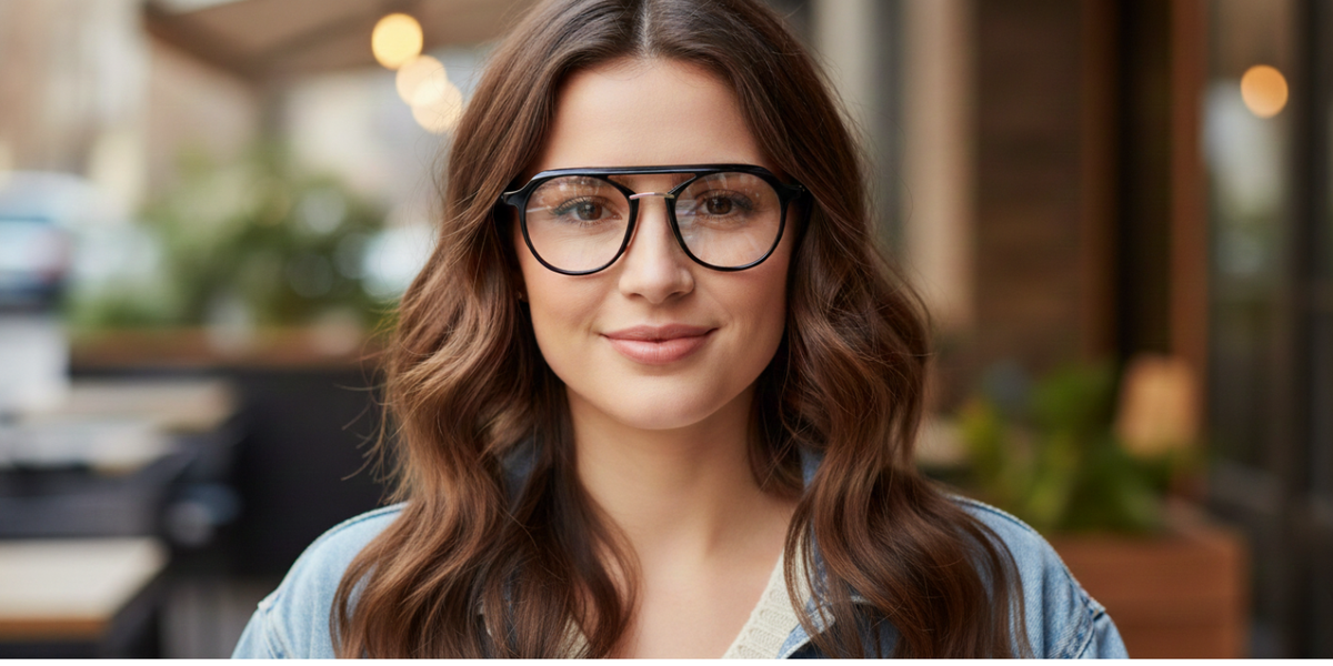 Full Rim Double Bridge Round Aviator Classic Eyeglasses
