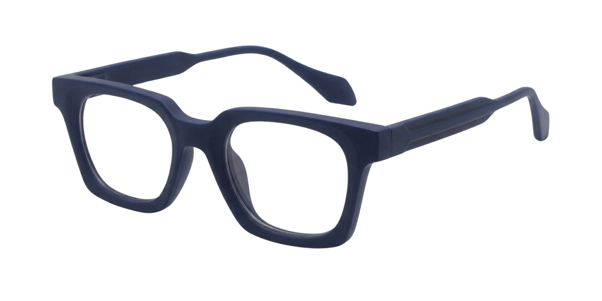 Matte Navy Blue Full Rim Rectangle Magneto Eyeglasses