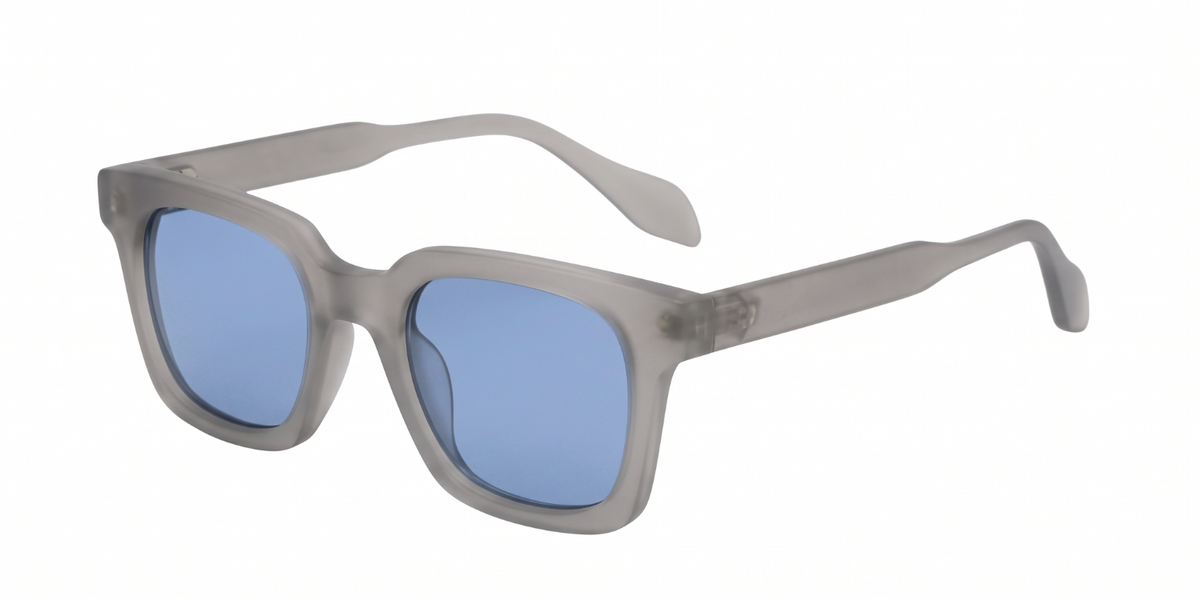 Light Grey Full Rim Rectangle Magneto Eyeglasses