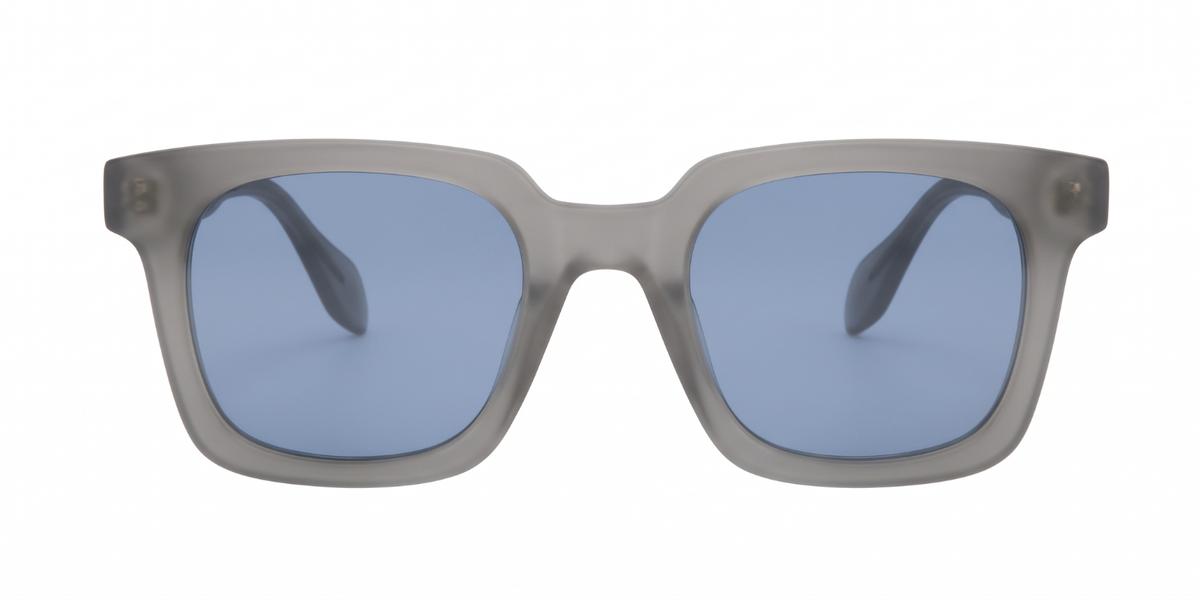 Light Grey Full Rim Rectangle Magneto Eyeglasses