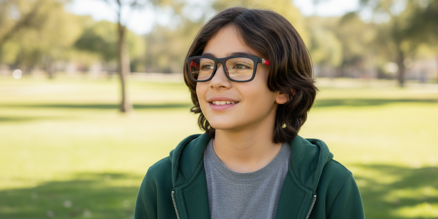 Full Rim Rectangle Kids Premium Eyeglasses With Adjustable Temples