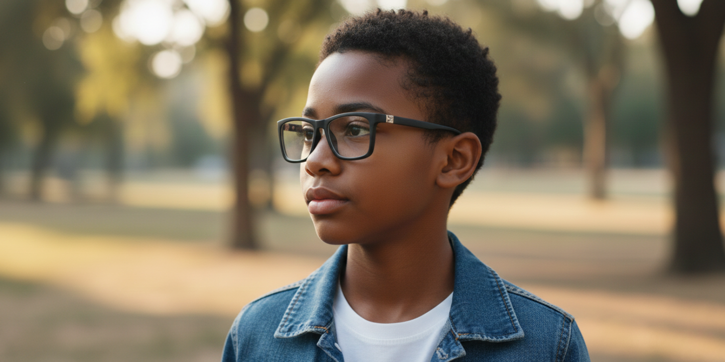 Full Rim Rectangle Kids Premium Eyeglasses With Adjustable Temples
