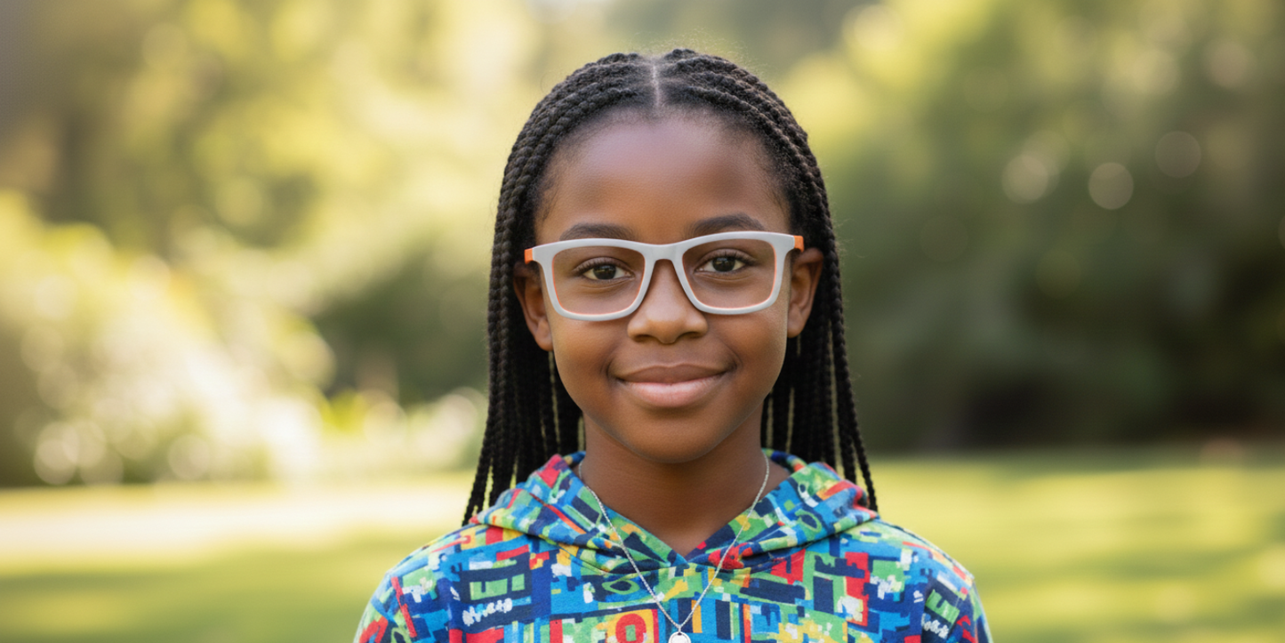 Full Rim Rectangle Kids Premium Eyeglasses With Adjustable Temples