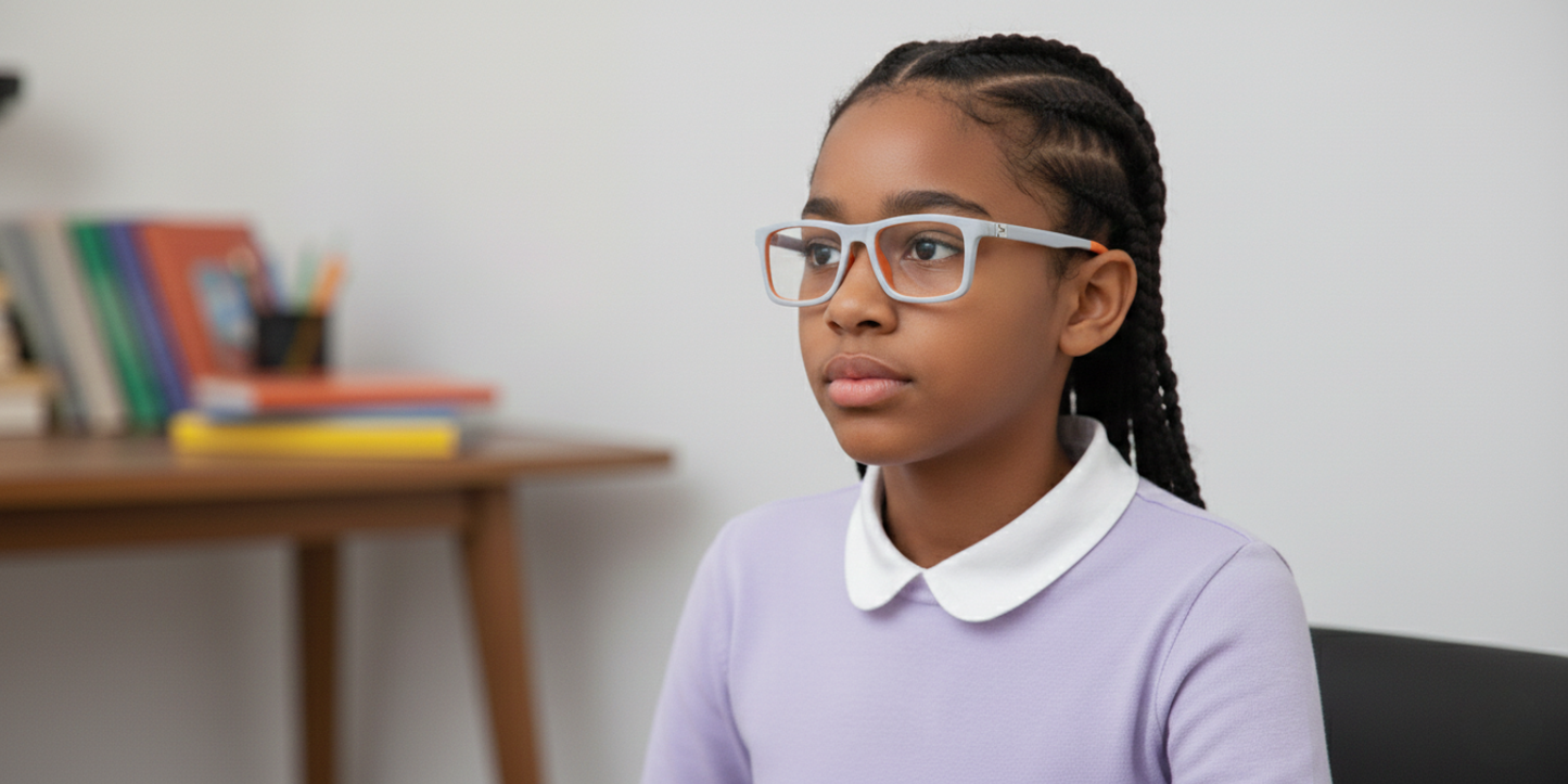 Full Rim Rectangle Kids Premium Eyeglasses With Adjustable Temples