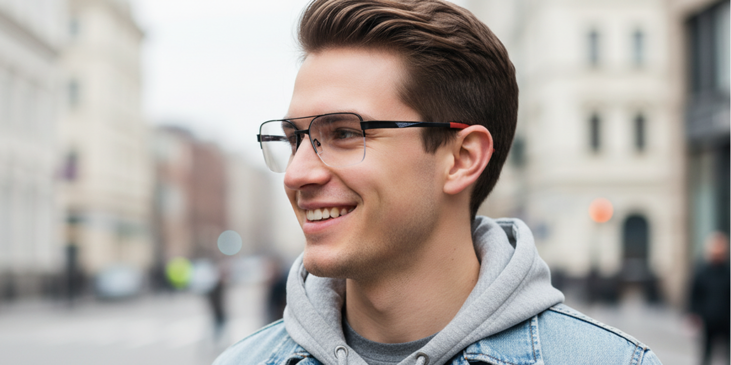 Half Rim Double Bridge Rectangle Classic Sports Eyeglasses