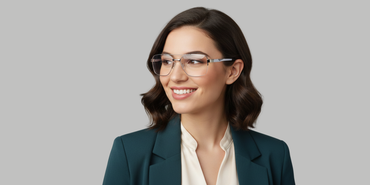 Half Rim Double Bridge Rectangle Classic Sports Eyeglasses