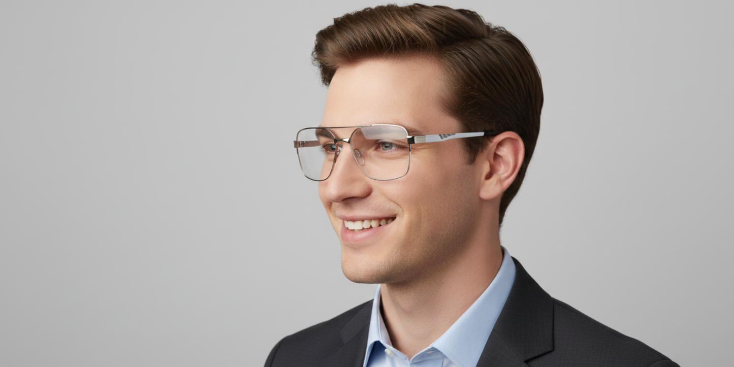 Half Rim Double Bridge Rectangle Classic Sports Eyeglasses