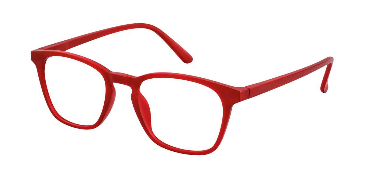 Matte Red Full Rim Round Magneto Eyeglasses
