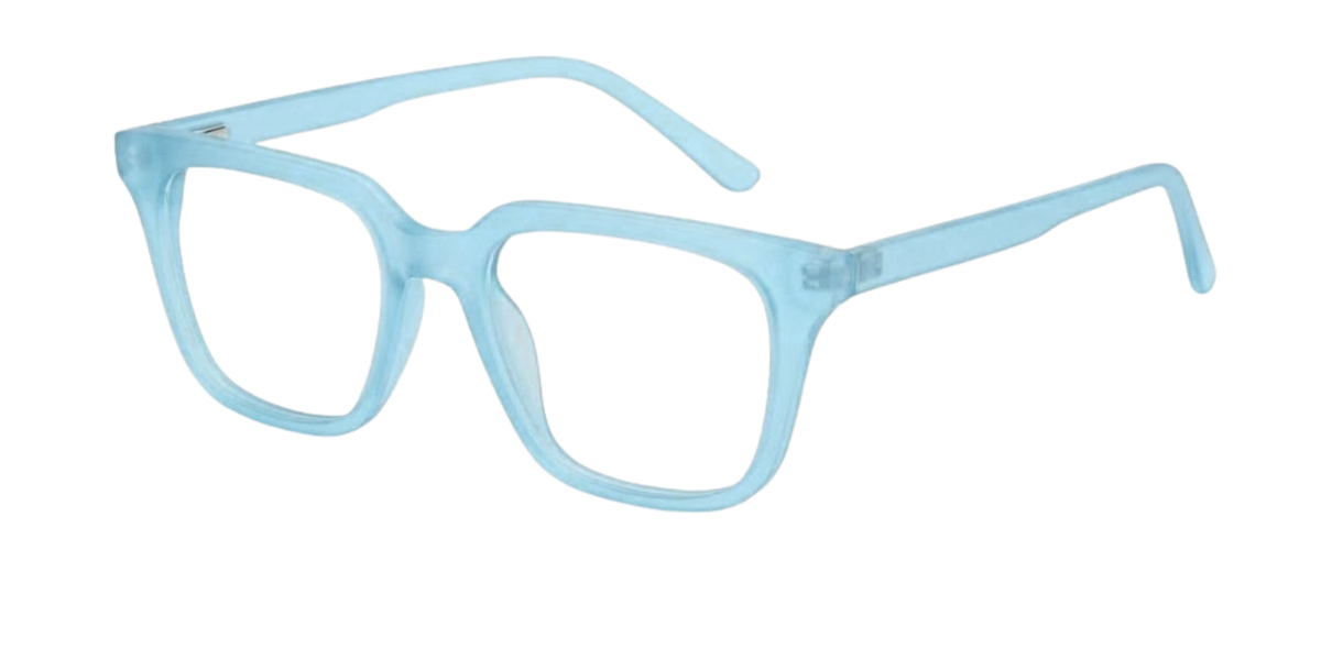Matte Transparent Light Blue Full Rim Square Magneto Eyeglasses