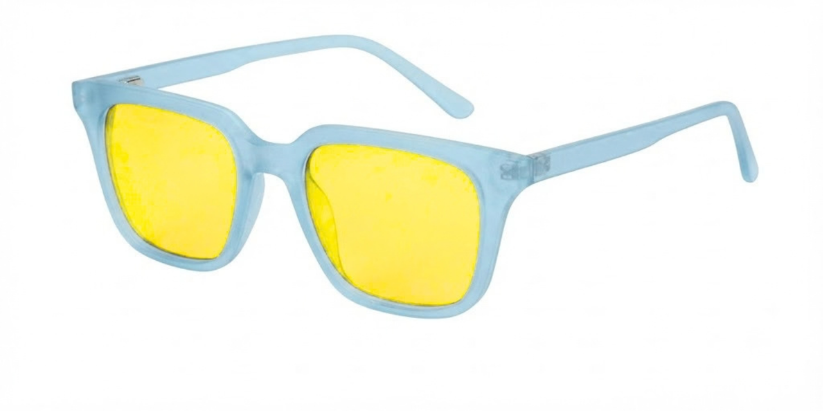 Matte Transparent Light Blue Full Rim Square Magneto Eyeglasses