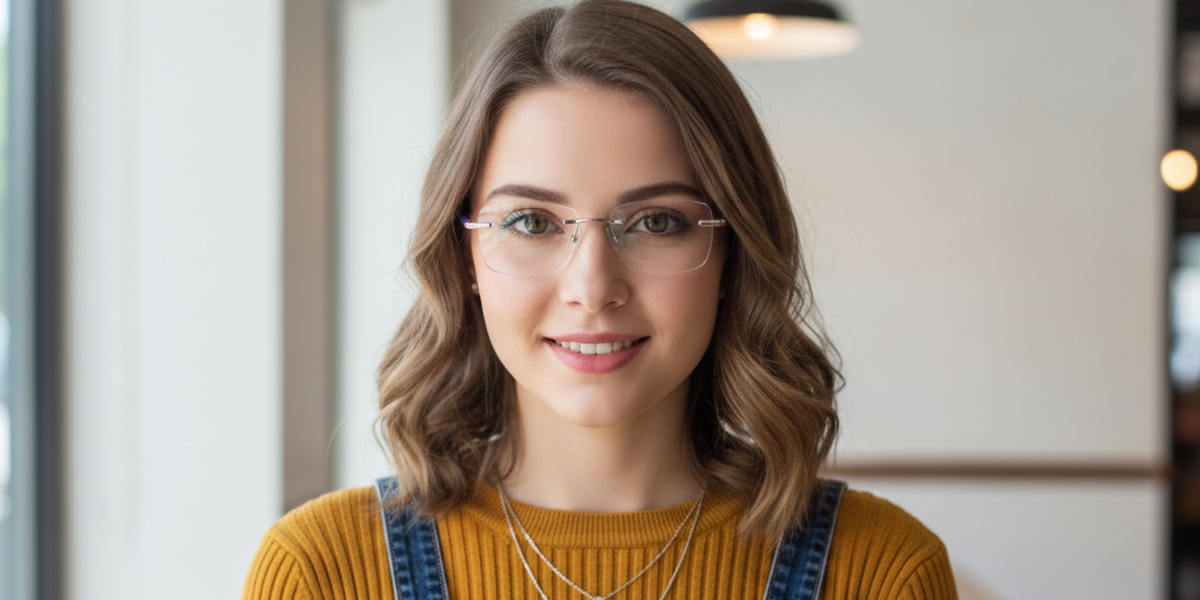 Rimless Rectangle Premium Eyeglasses