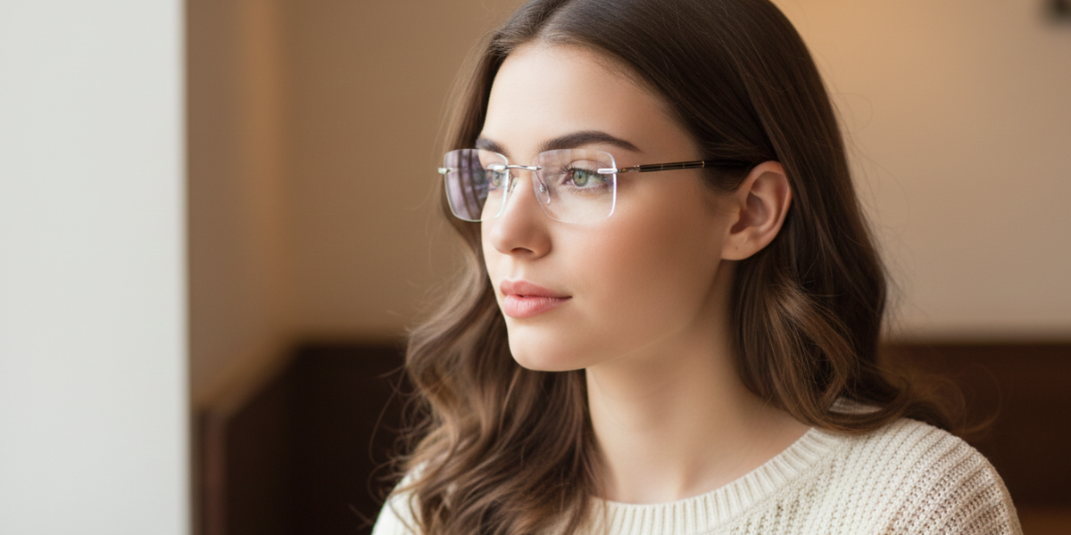 Rimless Rectangle Premium Eyeglasses