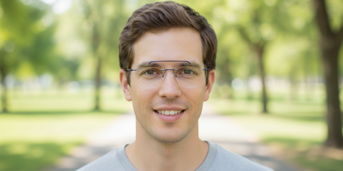 Rimless Rectangle Classic Eyeglasses