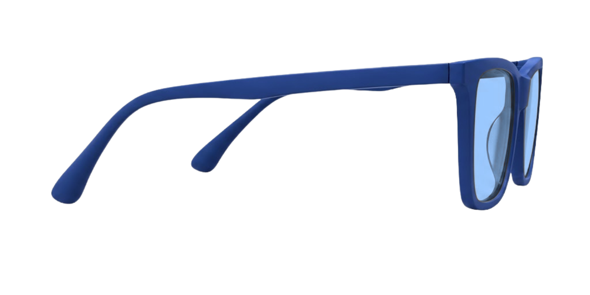 Matte Navy Blue Full Rim Round Magneto Eyeglasses