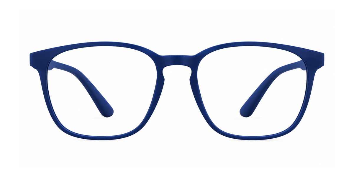Matte Navy Blue Full Rim Round Magneto Eyeglasses