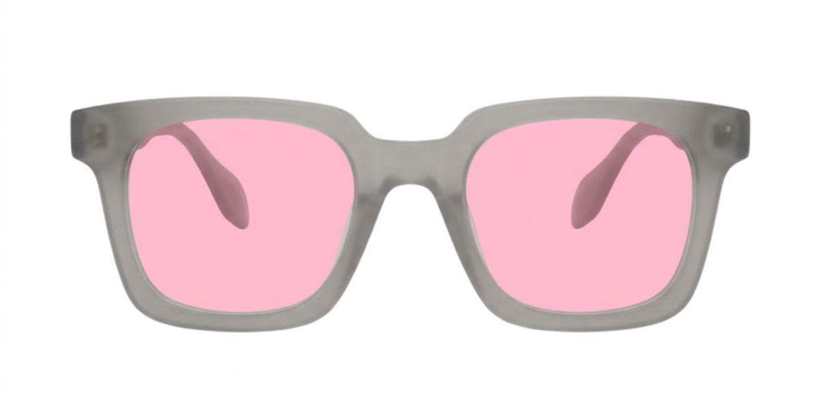 Light Grey Full Rim Rectangle Magneto Eyeglasses