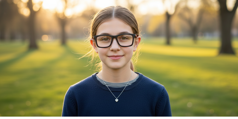 Full Rim Rectangle Kids Premium Eyeglasses With Adjustable Temples