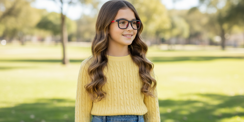 Full Rim Rectangle Kids Premium Eyeglasses With Adjustable Temples