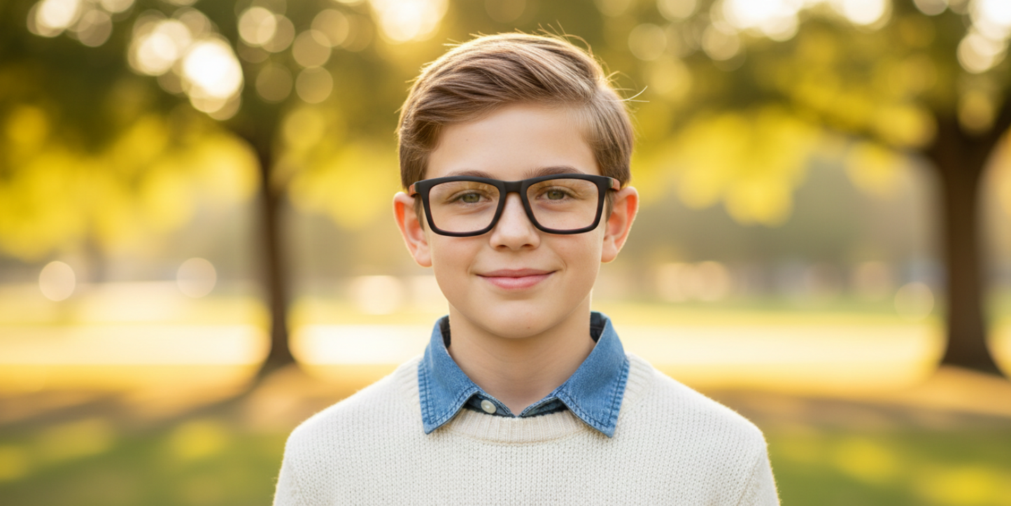 Full Rim Rectangle Kids Premium Eyeglasses With Adjustable Temples