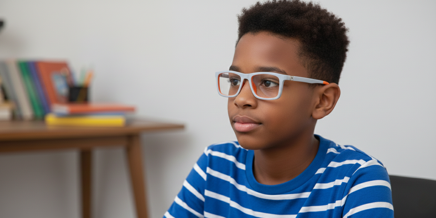 Full Rim Rectangle Kids Premium Eyeglasses With Adjustable Temples