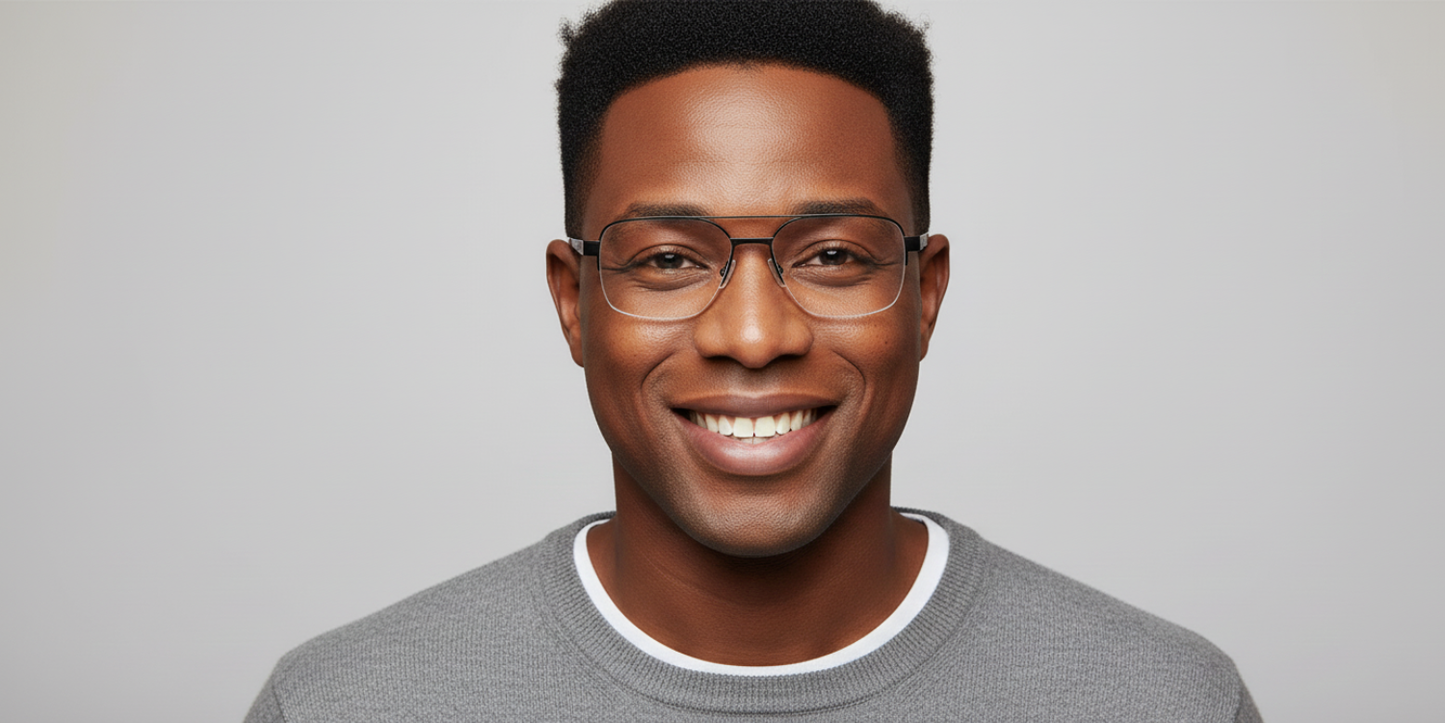 Half Rim Double Bridge Rectangle Classic Sports Eyeglasses