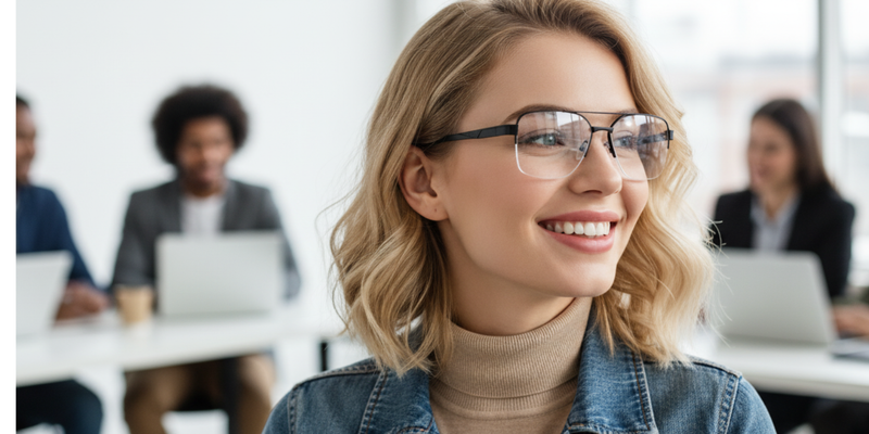 Half Rim Double Bridge Rectangle Classic Sports Eyeglasses