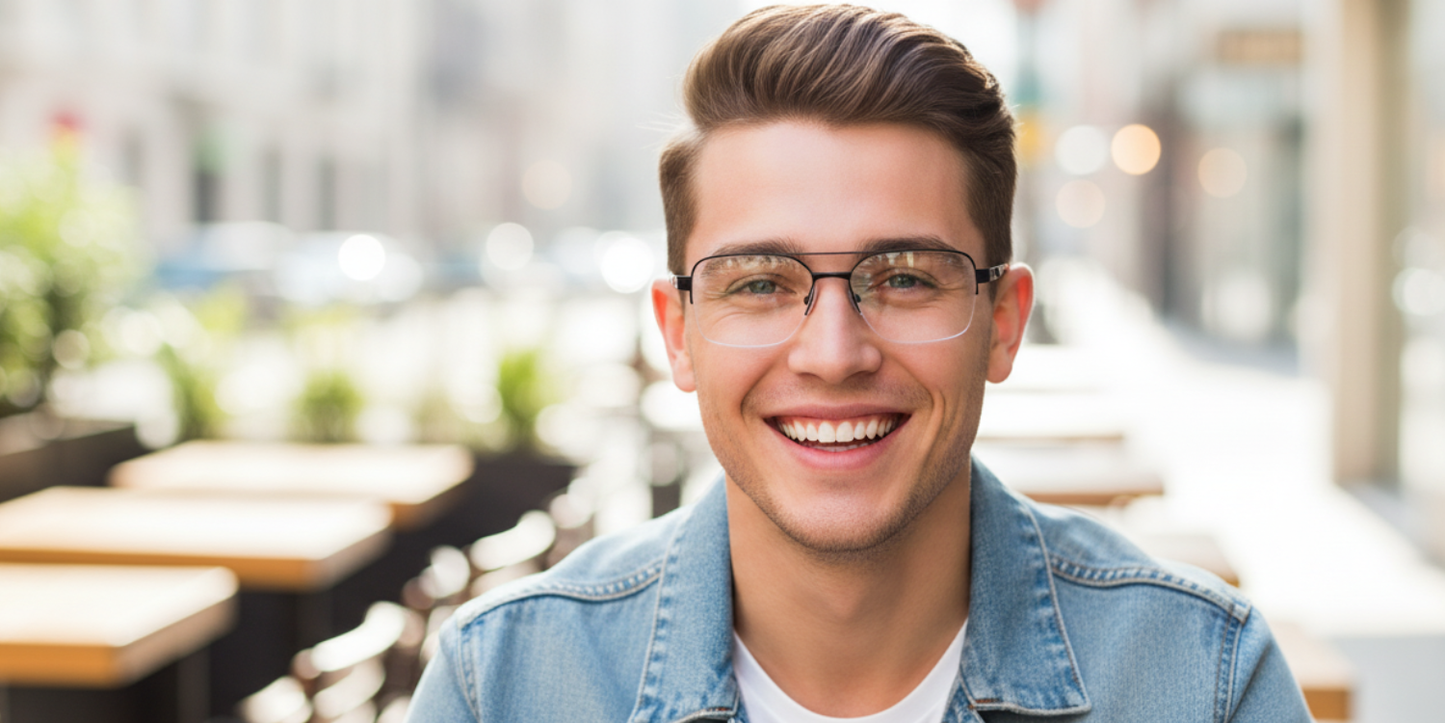 Half Rim Double Bridge Rectangle Classic Sports Eyeglasses