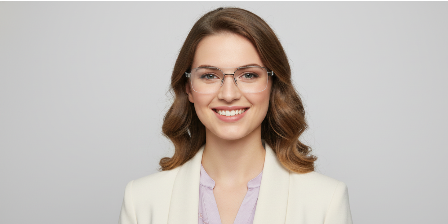 Half Rim Double Bridge Rectangle Classic Sports Eyeglasses