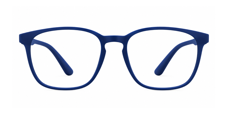 Matte Navy Blue Full Rim Round Magneto Eyeglasses