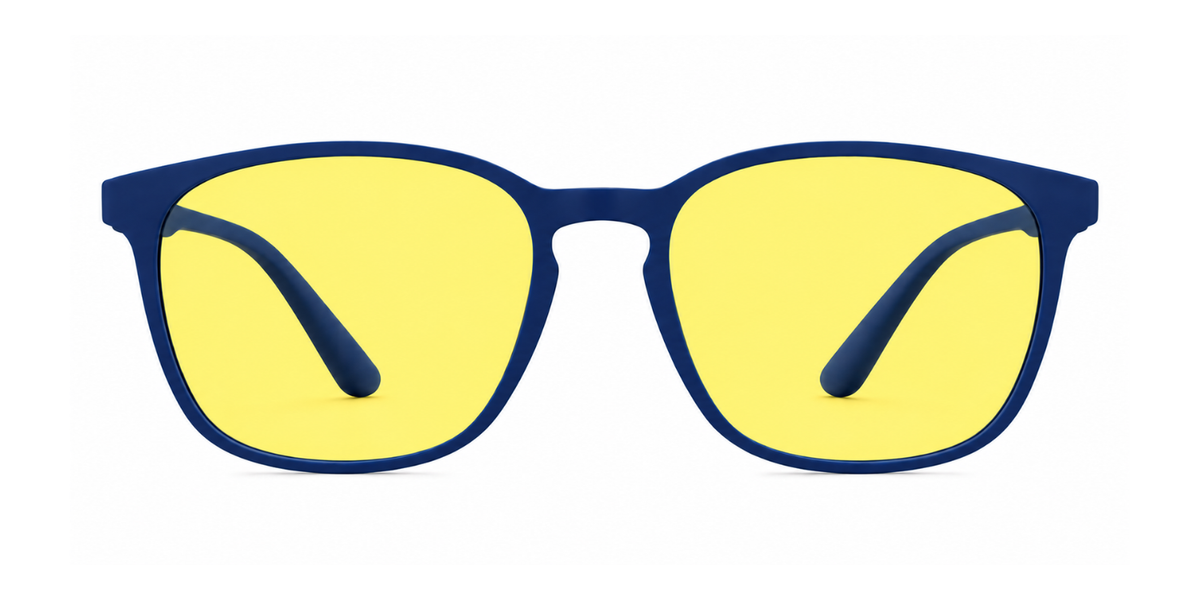Matte Navy Blue Full Rim Round Magneto Eyeglasses