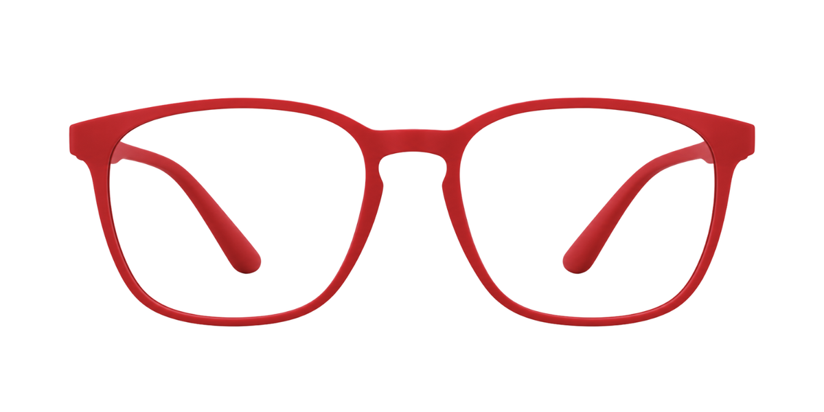 Matte Red Full Rim Round Magneto Eyeglasses