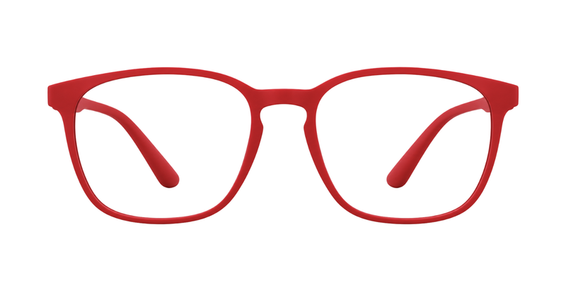 Matte Red Full Rim Round Magneto Eyeglasses
