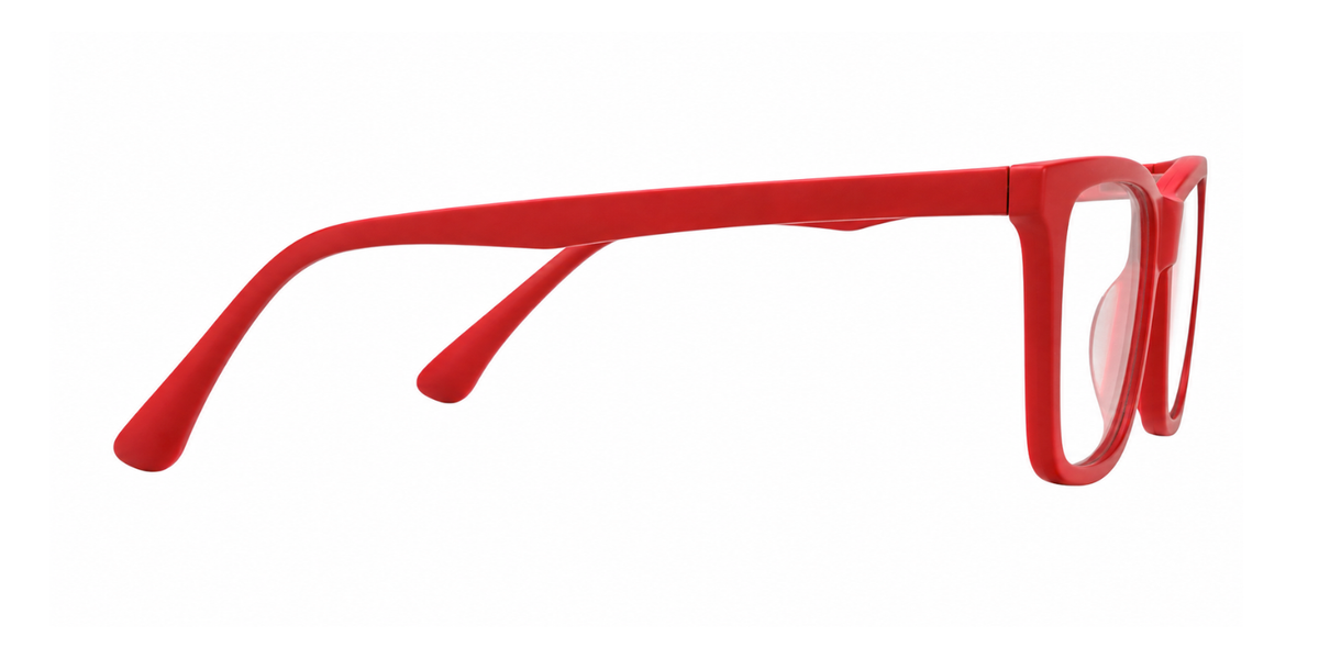 Matte Red Full Rim Round Magneto Eyeglasses