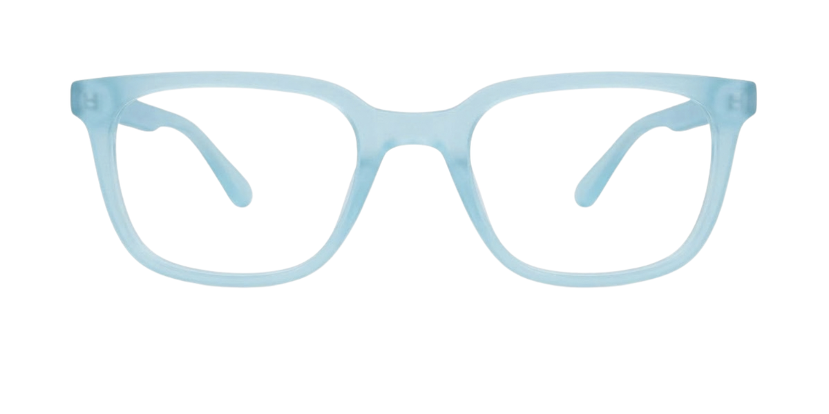 Matte Transparent Light Blue Full Rim Square Magneto Eyeglasses