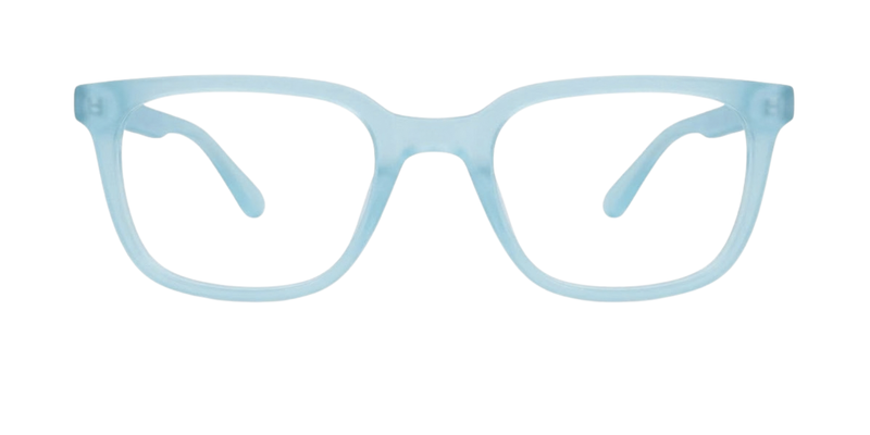 Matte Transparent Light Blue Full Rim Square Magneto Eyeglasses