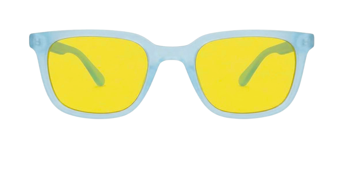 Matte Transparent Light Blue Full Rim Square Magneto Eyeglasses
