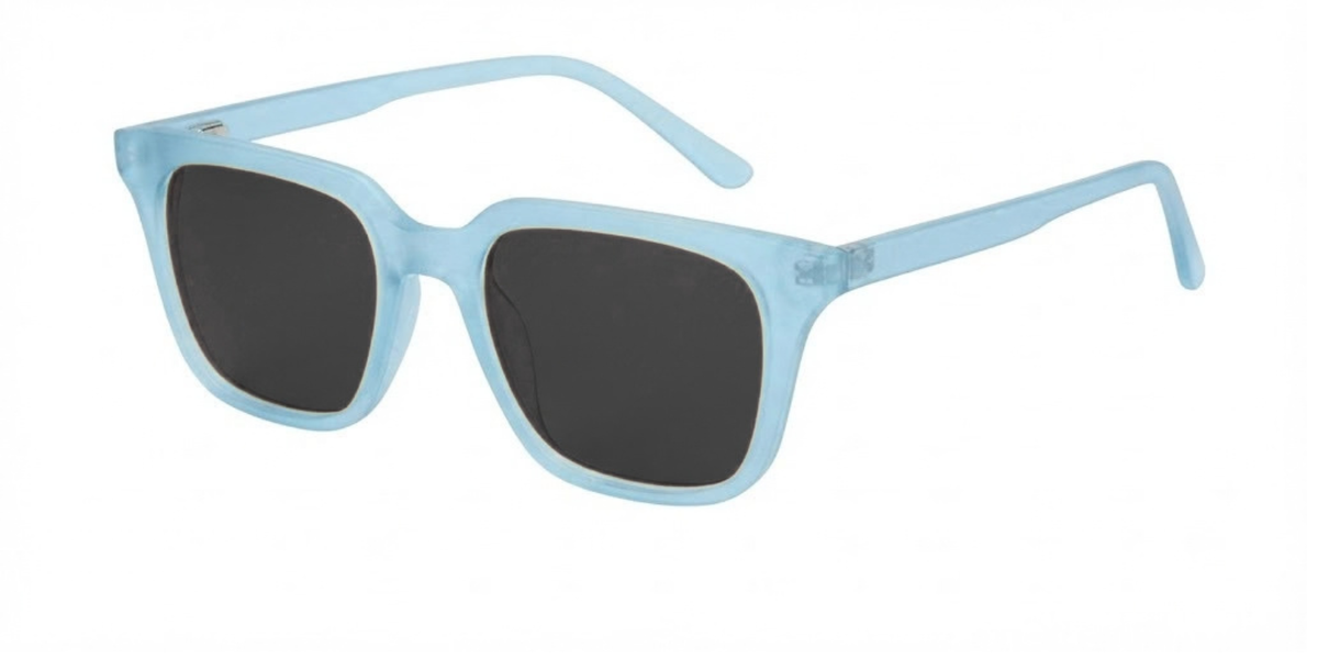 Matte Transparent Light Blue Full Rim Square Magneto Eyeglasses