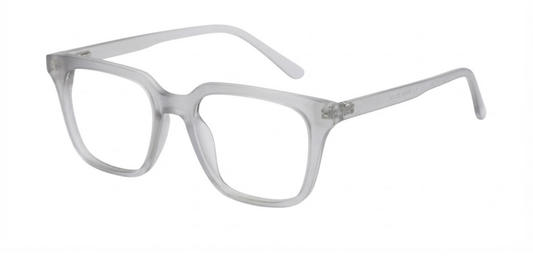 Matte Transparent Light Grey Full Rim Square Magneto Eyeglasses