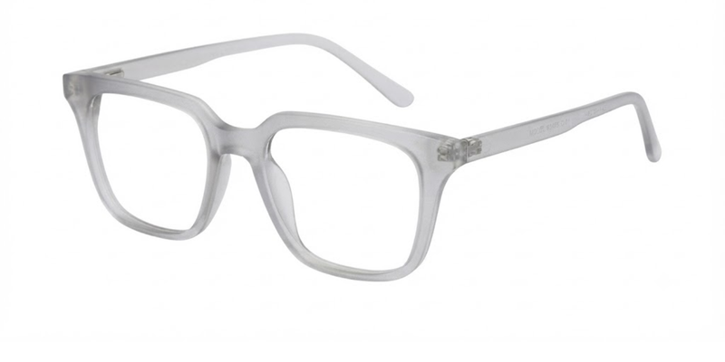Matte Transparent Light Grey Full Rim Square Magneto Eyeglasses