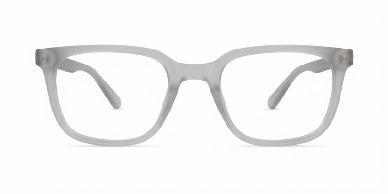 Matte Transparent Light Grey Full Rim Square Magneto Eyeglasses