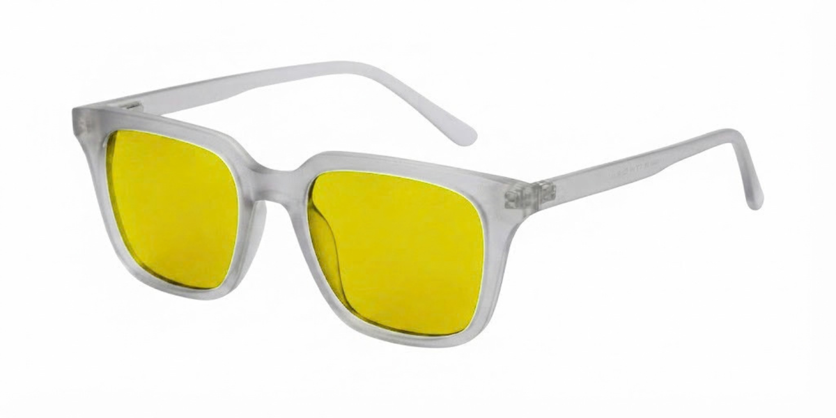 Matte Transparent Light Grey Full Rim Square Magneto Eyeglasses