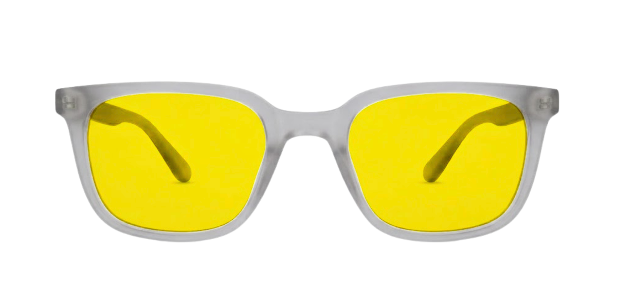 Matte Transparent Light Grey Full Rim Square Magneto Eyeglasses