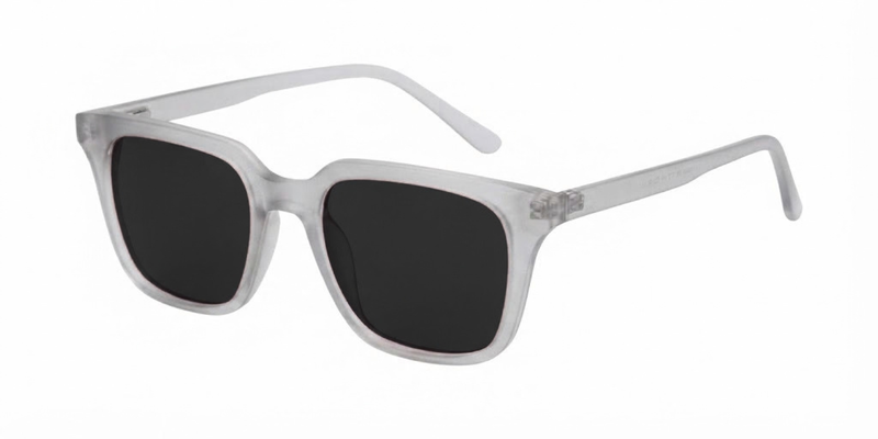 Matte Transparent Light Grey Full Rim Square Magneto Eyeglasses